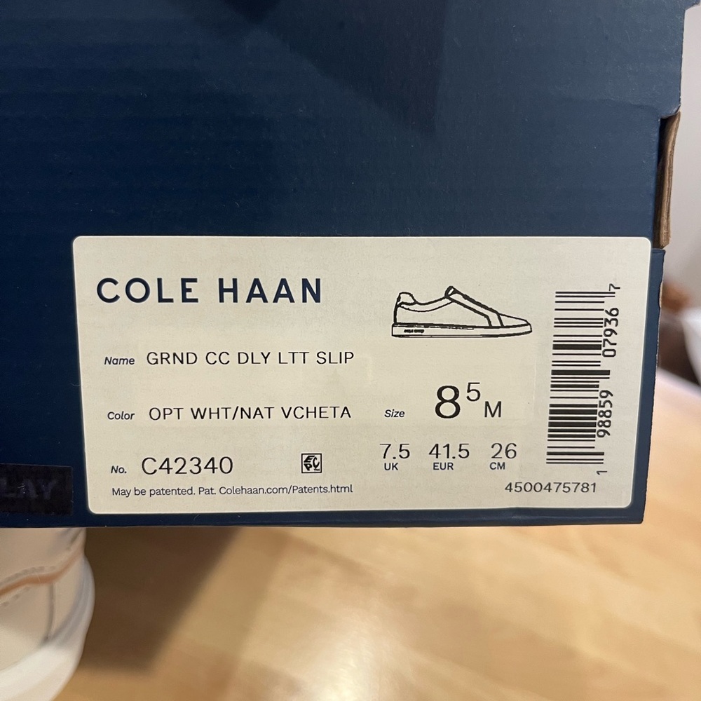 SLIP-ON. Worn once! Cole Haan White Slip-On Sneakers. Original box! - Picture 3 of 14